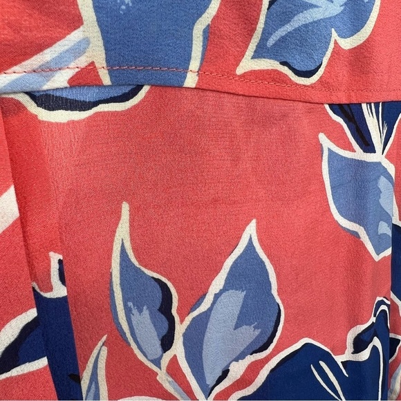 Tommy Bahama Oasis Petals Silk Button-Up Camp Shirt Large Orange Blue Resort - Picture 5 of 6